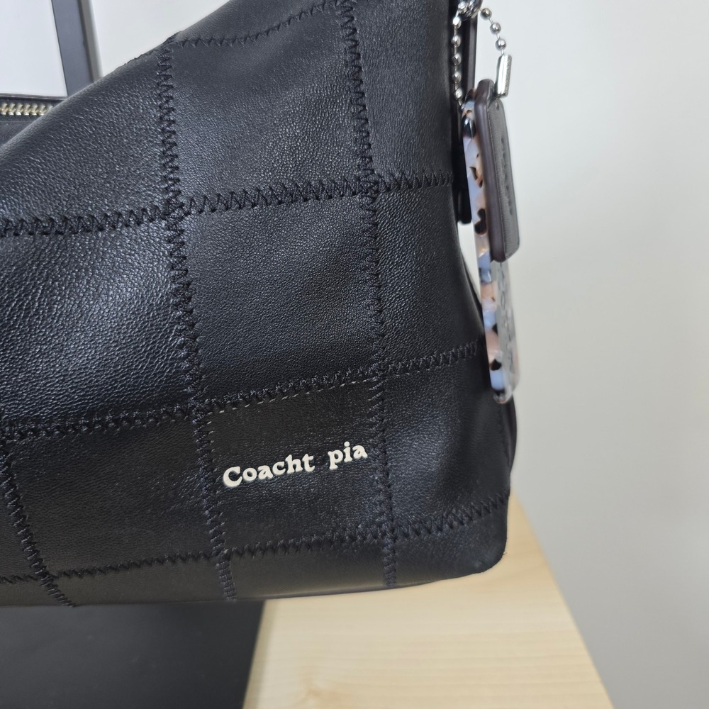 Coachtopia Alter Ego Slouchy Medium Patchwork Leather Shoulder Bag Black Flaw - Picture 5 of 13
